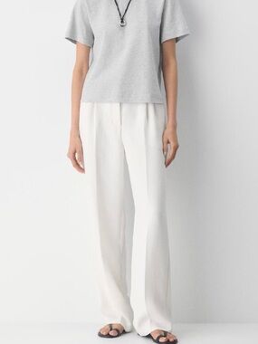 Aritzia Women's White and Grey Trousers